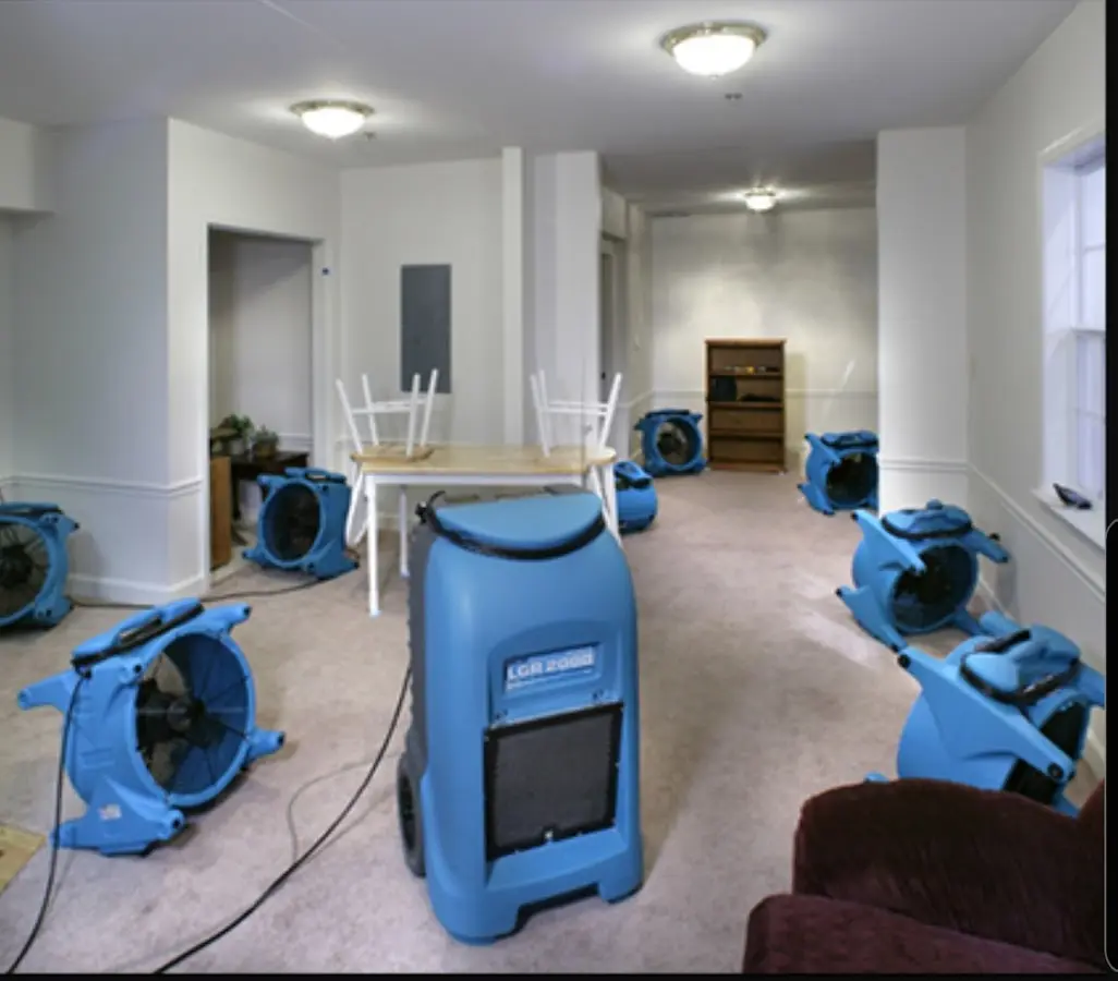 Air movers and dehumidifier setup for Water Extraction & Removal in Hellam